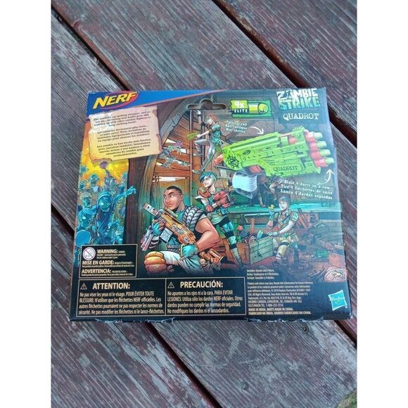 Nerf Zombie Strike Quadrot Blaster + 4 Darts Green & Orange - Picture 2 of 3